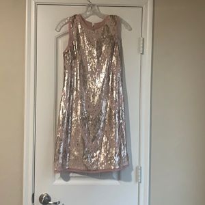 Wedding guest or party dress. Pink sequins with silver zipper.